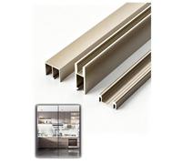 Kit Rail Porte Coulissante Verre Armoire Avec Rouleaux,Rail Aluminium 5/8mm | Glissement Silencieux, Roulettes À Roulement Fluide Pour Vitrine, Placard Et Meuble(Gold,100CM/39.4 IN_0.5CM/0.2 IN)