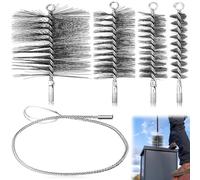 Kit Ramonage Poele Pellet 4Pcs Brosses de Ramonage Cheminée 30/50/80/150 mm Hérisson Ramonage Acier Inoxydable avec 1 m de Fil d'acier pour Nettoyage de Cheminée