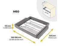 Emuca - Kit tiroir à chaussures et rack ajustable Quartz pour armoires, glissières extension totale et à fermeture douce, Module 60cm, Finition Titane