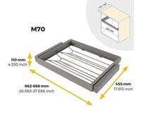 Emuca Kit tiroir à chaussures Quartz – rack ajustable, glissières extension totale, 70 cm, titane