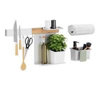 tesa Kit rangement mural cuisine Set combiné XL 9 pièces Bambou/Blanc