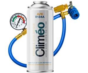 Kit Recharge Climatisation Voiture R134a/R12 - CLIMEO 2in1 - 235g - Gaz Réfrigérant - avec Flexible de recharge