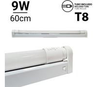 Kit Réglette + Tube Led T8 60cm 9w 6500k : Température Lumière - Blanc Froid