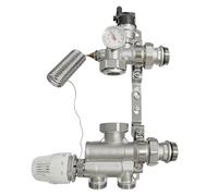 Kit Régulation à Valeur Fixe Pour Chauffage Au Sol, Mitigeur Avec Tête Thermostatique Réglable 20 à 70 °C Avec Mitigeur Et Tête Thermostatique Affichage Température Pour Chauffage Central (Sans Pompe)