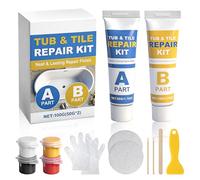 Kit Reparation Carrelage, 100g Kit de Réparation pour Baignoire Émail et Acrylique Imperméable, Répare Trous Fissures Défauts Éclats sur Douche et Lavabo en Porcelaine (Couleur Assortie)