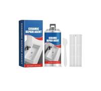 Kit Réparation Carrelage et Céramique 100g, Enduit de Rebouchage Blanc Imperméable avec Grattoir et Papier de Verre, Rebouche Trou Mur Blanc pour Fissures, Baignoire, Lavabo et Porcelaine