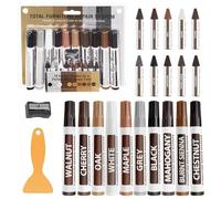 Kit Reparation Parquet,20PCS Feutre Retouche Bois Stylo Avec Bâtons De Restauration Du Bois,Crayon Retouche Meuble En Bois,Kit de réparation de meubles,pour Les Rayures,Les Fissures et Les taches