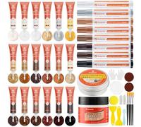 Kit Reparation Parquet, 40 Pièces Kit de Réparation de Meubles en Bois, Marqueurs de Retouche, Mastic à Bois Reparation Fissures, Rayures, pour Stratifié, Table, Porte