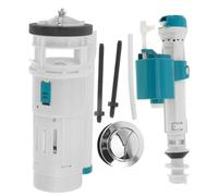 Kit Réparation Réservoir Wc avec Bouton Double Chasse et Vannes Entrée | ABS Blanc, Installation Simple, Prévention des Fuites, Compatibilité Étendue, pour Salle de Bains et Logements Locatifs