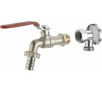 Kit robinet à sphère 1/4 tour M1/2' (15x21) nez - Ø 15 mm + applique laiton chromé M1/2' (15x21) femelle écrou libre F1/2' (15x21) - 803789