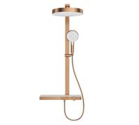 Kit Robinet de Douche Mural avec Tablette de 520Mm de Long Or Rose Brossé | 3 en 1 Colonne de Douche Piano avec Robinet Bain, Longueur de La Tringle de Douche: 1050Mm Installations Salles de Bain