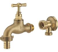 Kit Robinet Extérieur Laiton Brut + Applique Murale Ecrou Tournant NOYON & THIEBAULT