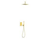 Kit robinet thermostatique encastré 2 voies pour douche Therm-box Or 24K - TRES 21135003OR