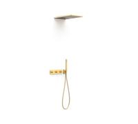 Kit robinet thermostatique encastré à 3 voies B-system pour douche Or Mat 24K - TRES 30725305OM