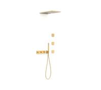 Kit robinet thermostatique encastré à 4 voies B-system pour douche Or Mat 24K - TRES 30725405OM