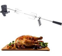 Kit rotissoire électrique BBQ, à piles, gris, broche de 120 cm pour grillades en plein air