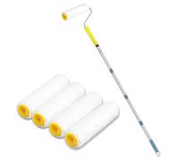Kit Rouleau à Peinture Professionnel 4 Pièces avec Manche Télescopique 115 cm - Rouleaux Microfibre Premium pour Murs, Plafonds, Portes