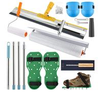 Kit Rouleau de Purge pour Résine Époxy et Masse Nivellement, Rouleau à Pointes 46 cm, Raclette Inox 56 cm, Chaussures Ongles