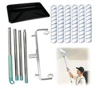 Kit Rouleaux De Peinture De 45 cm,Rouleau Peinture Xxl,Kit Peinture Mur Comprend 6 Rouleaux,Support Réglable (35-60 cm),Une Perche Télescopique 160 Cm,Adapté Aux Murs Et Aux Plafonds