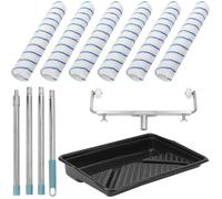 Kit Rouleaux de Peinture QWORK® 45 cm - 6 Rouleaux, Cadre Réglable, Tige Amovible