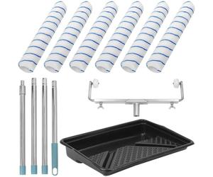 Kit Rouleaux de Peinture QWORK® 45 cm - 6 Rouleaux, Cadre Réglable, Tige Amovible