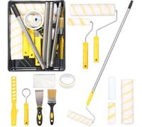 Kit Rouleaux Peinture 20 Pièces - Avec Perche Télescopique 1.5m - Bac Et Pinceaux - Pour Mur Et Plafond