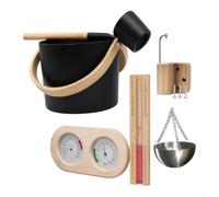 Kit Sauna Complet en Cèdre - Seau 4L avec Louche Longue Thermomètre Hygromètre et pour sablier pour Hammam