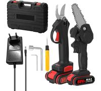 Kit sécateur et tronçonneuse électriques sans fil, outils de jardinage portables 21V, guide-chaîne 4 pouces, Sécateur ET tronçonneuse