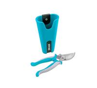 Kit Sécateurs à 1 Main et Fourreau - Modèle 35RKIT1 - Coupe Bypass - Lame en Acier Inoxydable - Manche Bi-matière, Ergonomique et Antidérapant - Fourreau Flexible Polyvalent - Bleu - Bikain