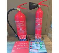 Kit Sécurité Incendie NF, Extincteur CO2 2kg + Extincteur Eau 6L sans Fluor, Registre et Signalisation, pour Entreprise <200m²
