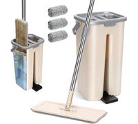 Kit serpillière 2 en 1 Masthome avec seau et 3 tampons d'essuyage en microfibre