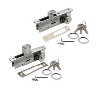 Kit serrure encastrée invisible aluminium | Pêne crochet et droit 22 mm, cœur cuivre er, quincaillerie porte magasin (2 serrures)