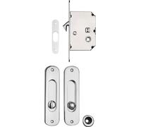 Kit serrure et poignée de porte coulissante, DM 50, carré 8 mm, laiton chromé