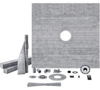 Kit seuil de douche 1828x1828mm - bride centrale PVC 50,8mm - grille inox 101,6mm - seuil de douche étanche & membrane - étanchéité pour salle de bain - bac à douche 32mm