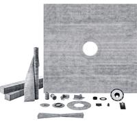 Kit seuil de douche VEVOR, 1828 x 1828 mm Kit receveur de douche avec bride centrale en PVC de 50,8 mm, grille en acier inoxydable de 101,6 mm, seuil de douche étanche & membrane & bande, joint d'étan