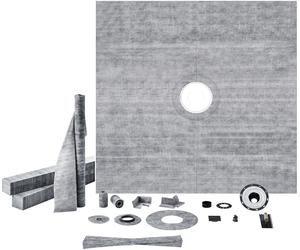 Kit seuil de douche VEVOR, 1828 x 1828 mm Kit receveur de douche avec bride centrale en PVC de 50,8 mm, grille en acier inoxydable de 101,6 mm, seuil de douche étanche & membrane & bande, joint d'étan