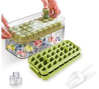 Kit simple de glaçons comprenant 64 glaçons, un bac à glaçons avec couvercle et support, pour le whisky, les cocktails et le café, 2 bols, 1 seau à glace et une louche