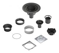 Kit siphon de sol à sortie verticale - grille carrée - Wedi Fundo DN50 Wedi