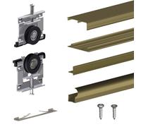 Kit SLID'UP 210 aluminium anodisé bronze pour 2 portes de placard coulissantes 16 mm - rail 1,8 m - 70 kg