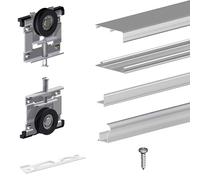 Kit SLID'UP 220 aluminium anodisé naturel pour 2 portes de placard coulissantes 18 mm - rail 1,8 m - 70 kg