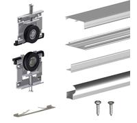 Kit SLID'UP 220 aluminium anodisé naturel pour 3 portes de placard coulissantes 18 mm - rail 2,7 m - 70 kg