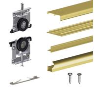 Kit SLID'UP 220 aluminium anodisé or pour 2 portes de placard coulissantes 18 mm - rail 1,8 m - 70 kg