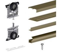 Kit SLID'UP 230 aluminium anodisé bronze pour 3 portes de placard coulissantes 19 mm - rail 2,7 m - 70 kg