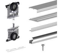 Kit SLID'UP 230 aluminium anodisé naturel pour 3 portes de placard coulissantes 19 mm - rail 2,7 m - 70 kg