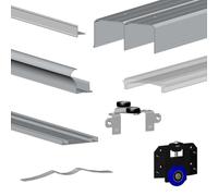 Kit SLID'UP 280 aluminium anodisé argent pour 2 portes de placard coulissantes 18 mm - rail 2 m - 50 kg