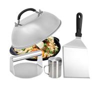 Kit Smash Burger 4 Pièces en Acier Inoxydable Salière Spatule Cloche à | Presse à Steak Haché Pour Fondre Le Fromage Et Presser Les Steaks, Cuisine Intérieure Extérieure Maison