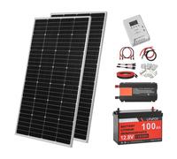 Kit Solaire Autonome 400 W 12 V-Duoku-avec 2 Panneaux Solaires Monocristallins de 200 W, Batterie LiFePO₄ 12,8 V 50 Ah