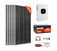 Kit Solaire Complet Hors Réseau-VEVOR-1200 W 24 V 6 Panneaux Solaires Monocristallins 200 W-Onduleur Hybride 24V 3600 W