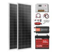 Kit Solaire Complet Hors Réseau-VEVOR-200 W 12 V 2 Panneaux Solaires Monocristallins 100 W, Contrôleur de Charge 40 A