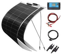 Kit solaire de 200W, comprenant 2 panneaux solaires flexibles de 100W chacun, 18V, et un régulateur de 20A
